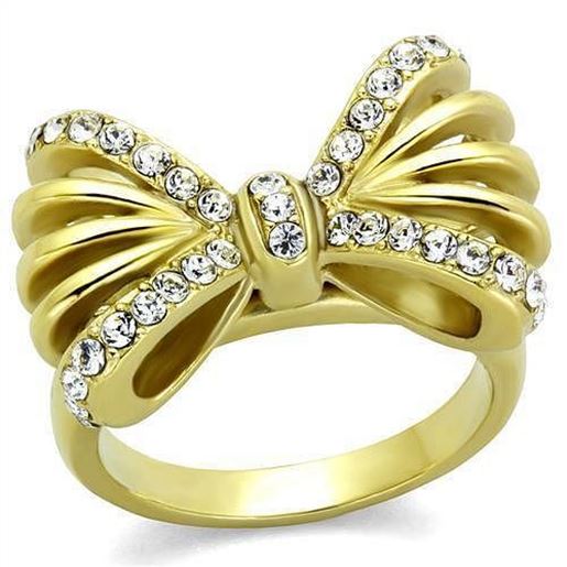 Picture of TK2128 - Stainless Steel Ring IP Gold(Ion Plating) Women Top Grade Crystal Clear