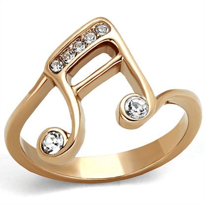 Picture of TK2130 - Stainless Steel Ring IP Rose Gold(Ion Plating) Women Top Grade Crystal Clear