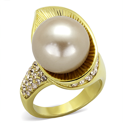 Picture of TK2131 - Stainless Steel Ring IP Gold(Ion Plating) Women Synthetic Champagne