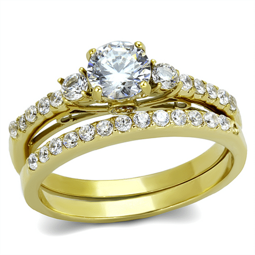 Picture of TK2133 - Stainless Steel Ring IP Gold(Ion Plating) Women AAA Grade CZ Clear