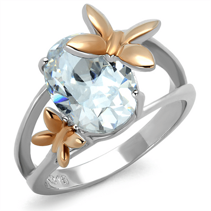 Picture of TK2135 - Stainless Steel Ring Two-Tone IP Rose Gold Women AAA Grade CZ Clear