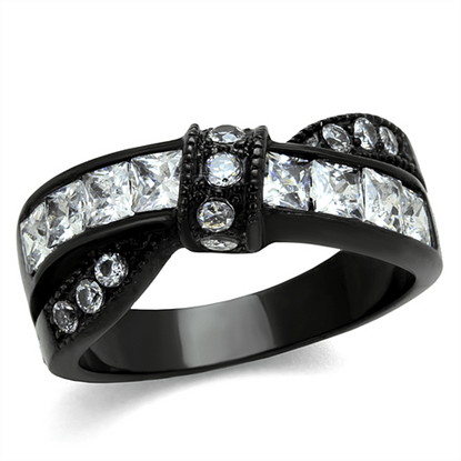 Picture of TK2139 - Stainless Steel Ring IP Black(Ion Plating) Women AAA Grade CZ Clear