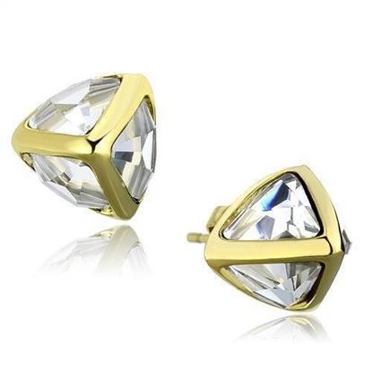 Picture of TK2148 - Stainless Steel Earrings IP Gold(Ion Plating) Women Synthetic Clear