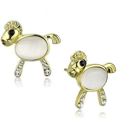 Picture of TK2152 - Stainless Steel Earrings IP Gold(Ion Plating) Women Synthetic White