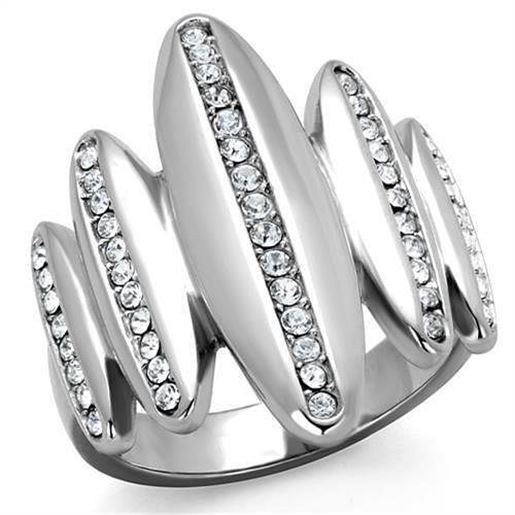 Picture of TK2156 - Stainless Steel Ring High polished (no plating) Women Top Grade Crystal Clear