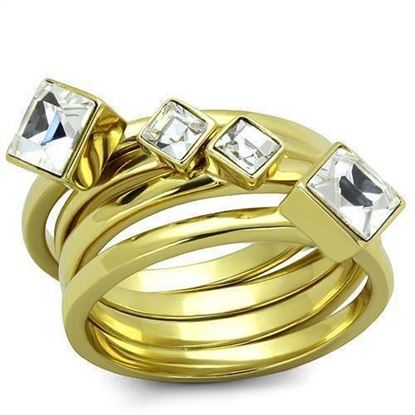 Picture of TK2158 - Stainless Steel Ring IP Gold(Ion Plating) Women Top Grade Crystal Clear