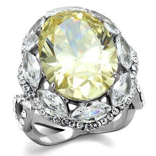 Picture of TK2162 - Stainless Steel Ring High polished (no plating) Women AAA Grade CZ Citrine Yellow