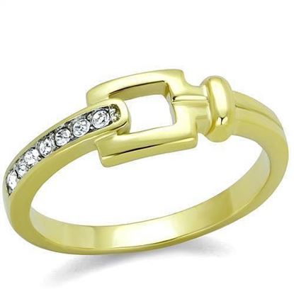 Picture of TK2164 - Stainless Steel Ring Two-Tone IP Gold (Ion Plating) Women Top Grade Crystal Clear