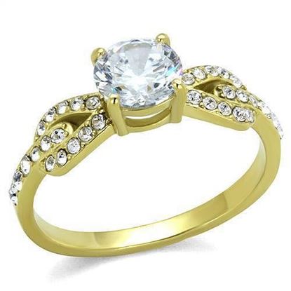 Picture of TK2168 - Stainless Steel Ring IP Gold(Ion Plating) Women AAA Grade CZ Clear