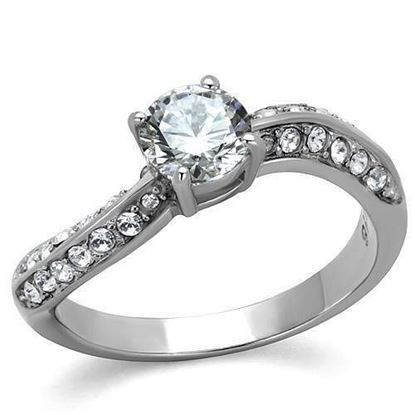 Picture of TK2171 - Stainless Steel Ring High polished (no plating) Women AAA Grade CZ Clear