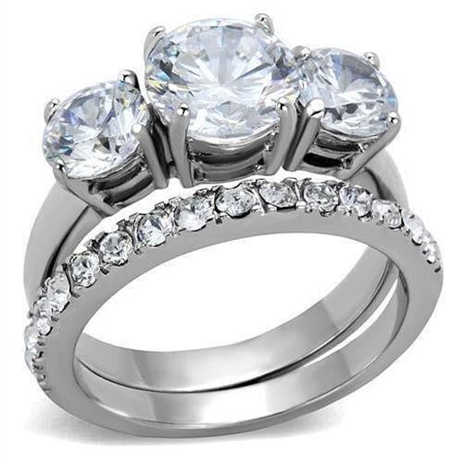 Picture of TK2177 - Stainless Steel Ring High polished (no plating) Women AAA Grade CZ Clear