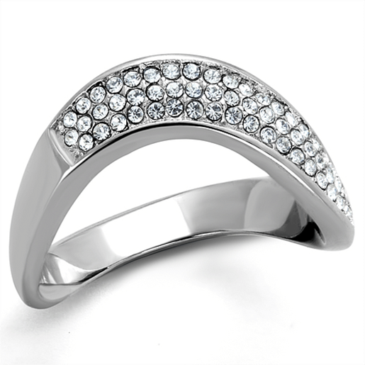 Picture of TK2181 - Stainless Steel Ring High polished (no plating) Women Top Grade Crystal Clear