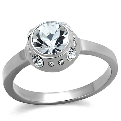 Picture of TK2183 - Stainless Steel Ring High polished (no plating) Women Top Grade Crystal Clear