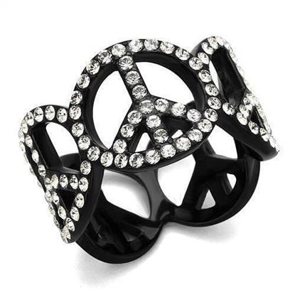 Picture of TK2194 - Stainless Steel Ring IP Black(Ion Plating) Women Top Grade Crystal Clear