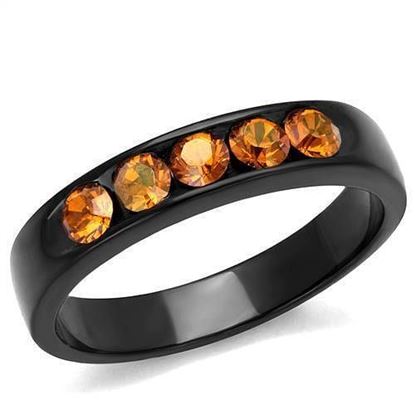 Picture of TK2206 - Stainless Steel Ring IP Black(Ion Plating) Women Top Grade Crystal Champagne