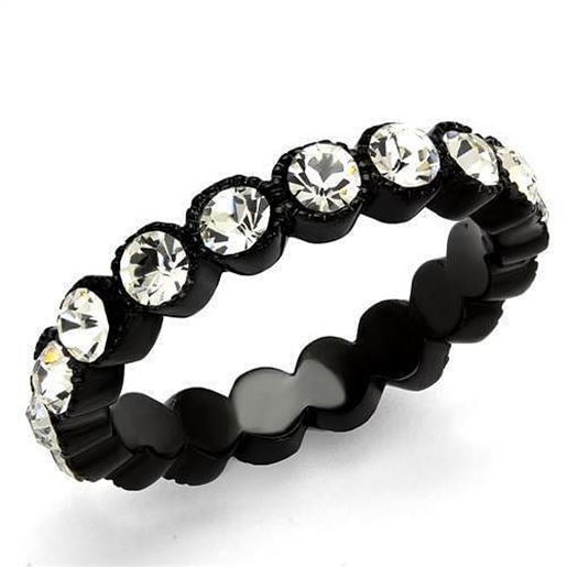 Picture of TK2207 - Stainless Steel Ring IP Black(Ion Plating) Women Top Grade Crystal Clear