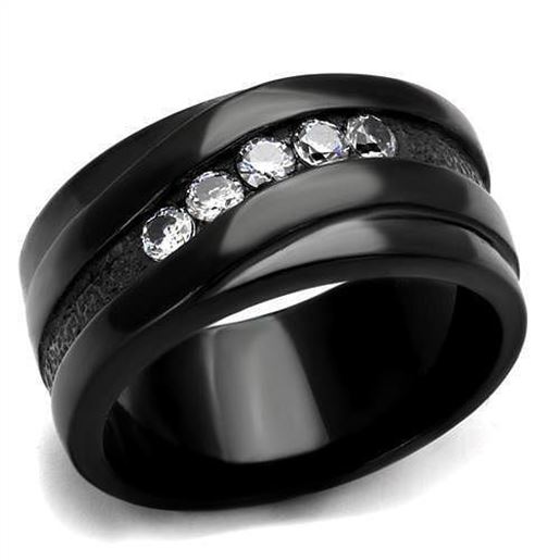 Picture of TK2210 - Stainless Steel Ring IP Black(Ion Plating) Women AAA Grade CZ Clear