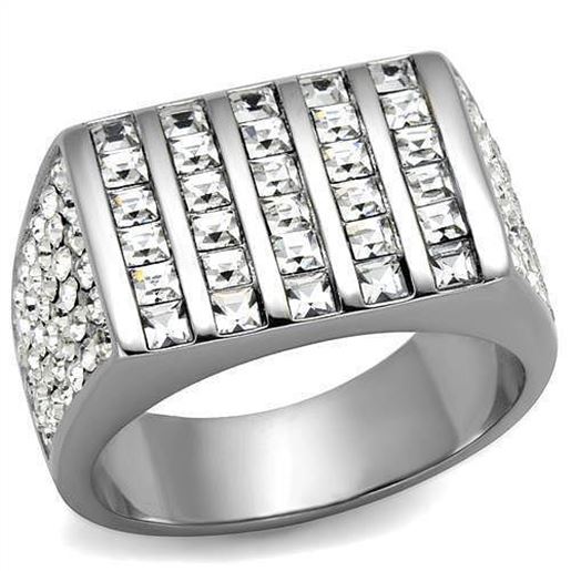 Picture of TK2219 - Stainless Steel Ring High polished (no plating) Men Top Grade Crystal Clear