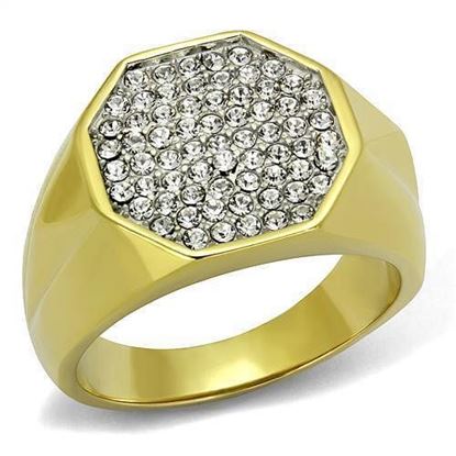 Picture of TK2221 - Stainless Steel Ring Two-Tone IP Gold (Ion Plating) Men Top Grade Crystal Clear