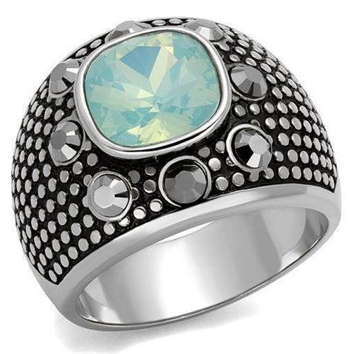 Picture of TK2223 - Stainless Steel Ring High polished (no plating) Men Top Grade Crystal Fireopal