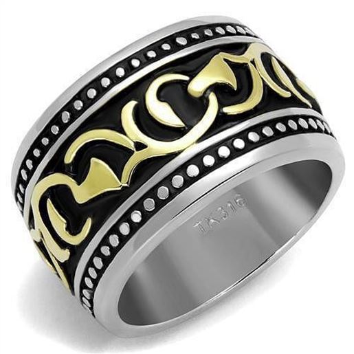 Picture of TK2234 - Stainless Steel Ring Two-Tone IP Gold (Ion Plating) Men Epoxy Jet