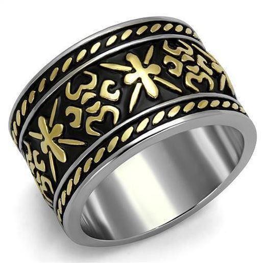 Picture of TK2236 - Stainless Steel Ring Two-Tone IP Gold (Ion Plating) Men Epoxy Jet