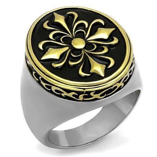 Picture of TK2241 - Stainless Steel Ring Two-Tone IP Gold (Ion Plating) Men Epoxy Jet