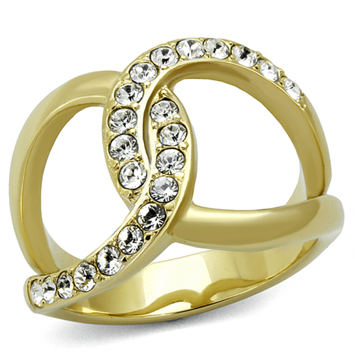 Picture of TK2253 - Stainless Steel Ring Two-Tone IP Gold (Ion Plating) Women Top Grade Crystal Clear