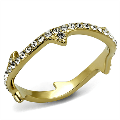 Picture of TK2255 - Stainless Steel Ring IP Gold(Ion Plating) Women Top Grade Crystal Clear