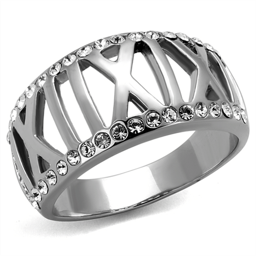 Picture of TK2257 - Stainless Steel Ring High polished (no plating) Women Top Grade Crystal Clear