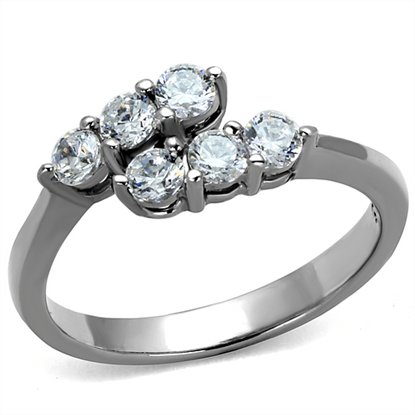 Picture of TK2259 - Stainless Steel Ring High polished (no plating) Women AAA Grade CZ Clear