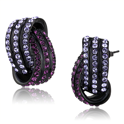 Picture of TK2269 - Stainless Steel Earrings IP Black(Ion Plating) Women Top Grade Crystal Multi Color