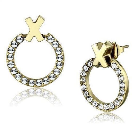 Picture of TK2271 - Stainless Steel Earrings IP Gold(Ion Plating) Women Top Grade Crystal Clear