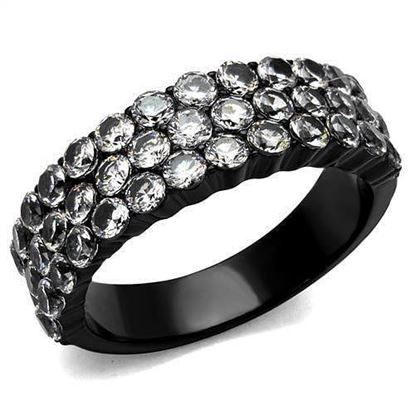 Picture of TK2277 - Stainless Steel Ring IP Black(Ion Plating) Women AAA Grade CZ Clear