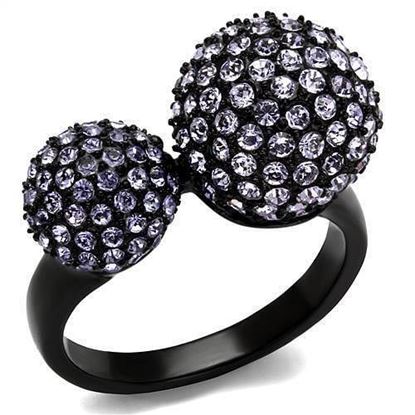 Picture of TK2285 - Stainless Steel Ring IP Black(Ion Plating) Women Top Grade Crystal Multi Color