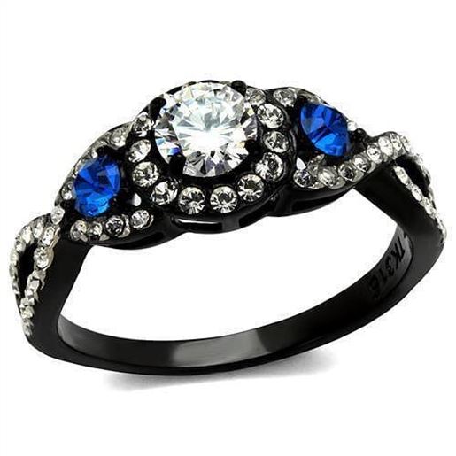 Picture of TK2286 - Stainless Steel Ring Two-Tone IP Black (Ion Plating) Women AAA Grade CZ Clear