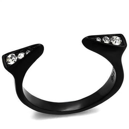 Picture of TK2287 - Stainless Steel Ring IP Black(Ion Plating) Women Top Grade Crystal Clear