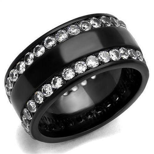 Picture of TK2290 - Stainless Steel Ring IP Black(Ion Plating) Women AAA Grade CZ Clear