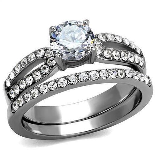 Picture of TK2292 - Stainless Steel Ring High polished (no plating) Women AAA Grade CZ Clear