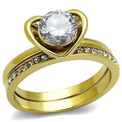 Picture of TK2295 - Stainless Steel Ring IP Gold(Ion Plating) Women AAA Grade CZ Clear