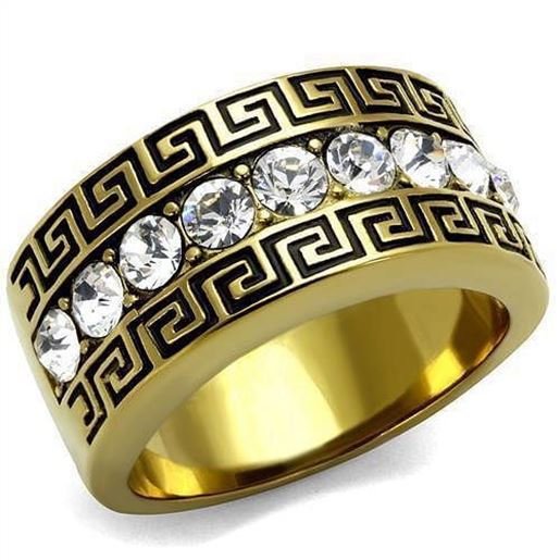 Picture of TK2310 - Stainless Steel Ring IP Gold(Ion Plating) Men Top Grade Crystal Clear