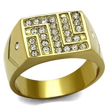 Picture of TK2311 - Stainless Steel Ring IP Gold(Ion Plating) Men Top Grade Crystal Clear