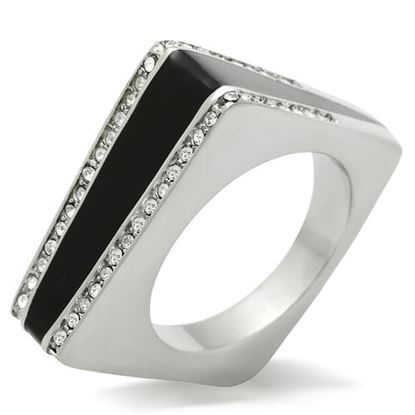 Picture of TK232 - Stainless Steel Ring High polished (no plating) Women Top Grade Crystal Clear