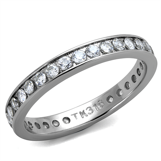 Picture of TK2343 - Stainless Steel Ring High polished (no plating) Women AAA Grade CZ Clear