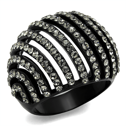 Picture of TK2345 - Stainless Steel Ring IP Black(Ion Plating) Women Top Grade Crystal Black Diamond