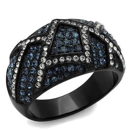 Picture of TK2353 - Stainless Steel Ring IP Black(Ion Plating) Women Top Grade Crystal Montana