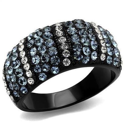 Picture of TK2355 - Stainless Steel Ring IP Black(Ion Plating) Women Top Grade Crystal Montana