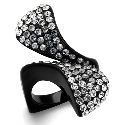 Picture of TK2360 - Stainless Steel Ring IP Black(Ion Plating) Women Top Grade Crystal Montana