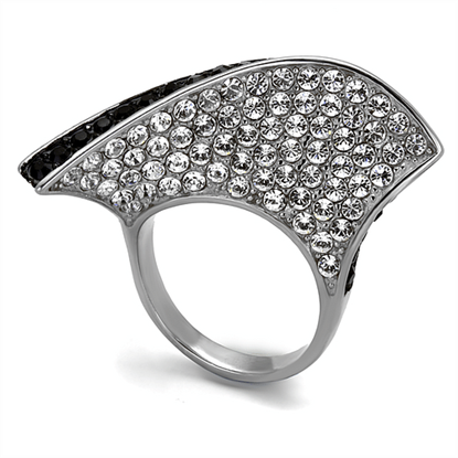 Picture of TK2361 - Stainless Steel Ring Two-Tone IP Black (Ion Plating) Women Top Grade Crystal Jet