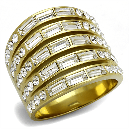 Picture of TK2362 - Stainless Steel Ring IP Gold(Ion Plating) Women Top Grade Crystal Clear